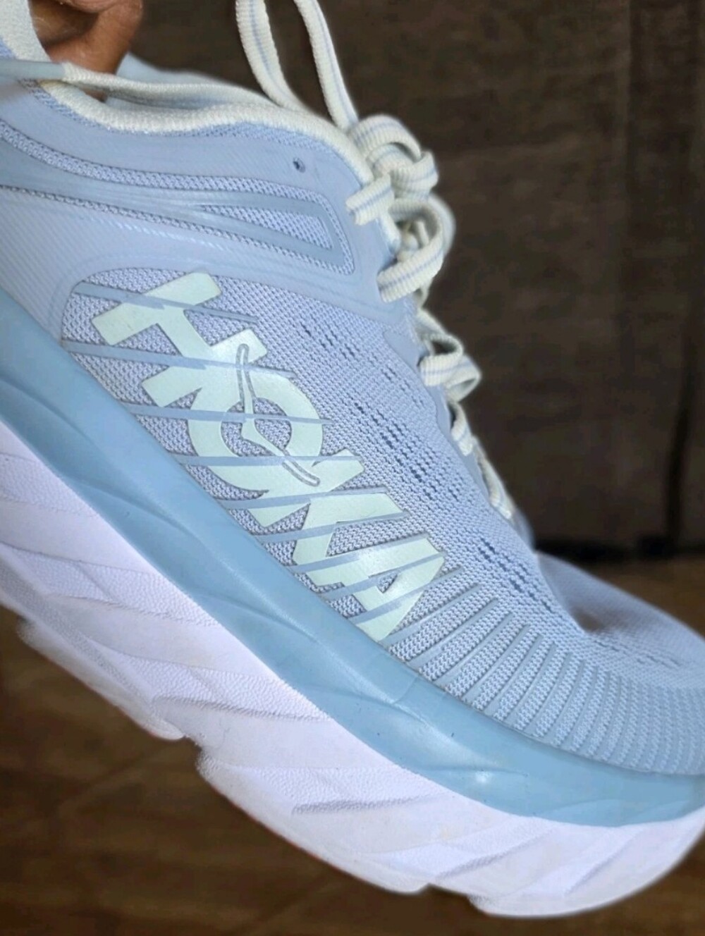 Hoka One W Bondi 7 Light Blue Womens Size 8 Athletic Cushioned Running Shoes - Picture 10 of 16